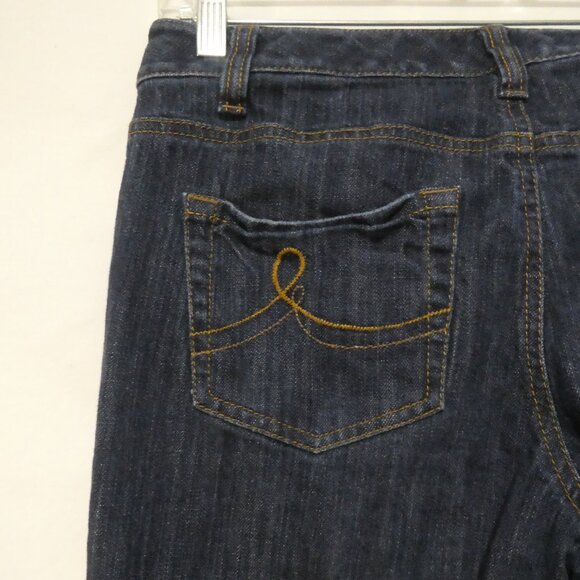 ANN TAYLOR - Loft - Original Boot | size 8 | Classic Dark Wash Blue Denim Jeans - Picture 10 of 16